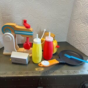Melissa & Doug Wooden Mixer Playgo Toaster Joie Pancake Pan Kitchen Toy Lot